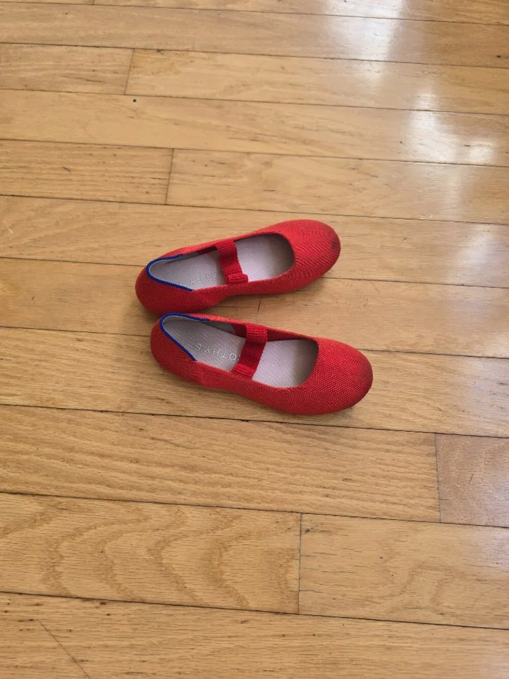 Rothy's The Mary Jane Shoes Glamour Red Knit BalletCore Flats | Kids 1